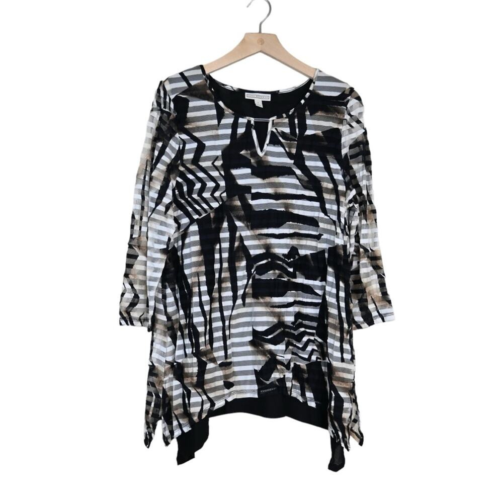 Dana Buchman Womens L Shark Bite Pullover Blouse